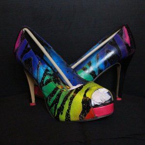 Iron Fist Rainbow Zebra Heels